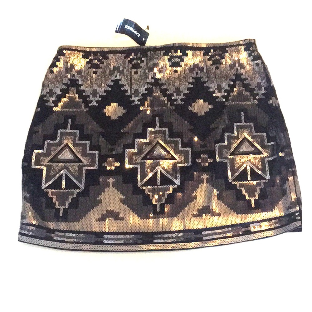 XS Express Aztec Tribal Sequin Skirt